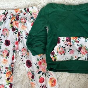 Floral Green Kids two piece Set size 12-18 months New